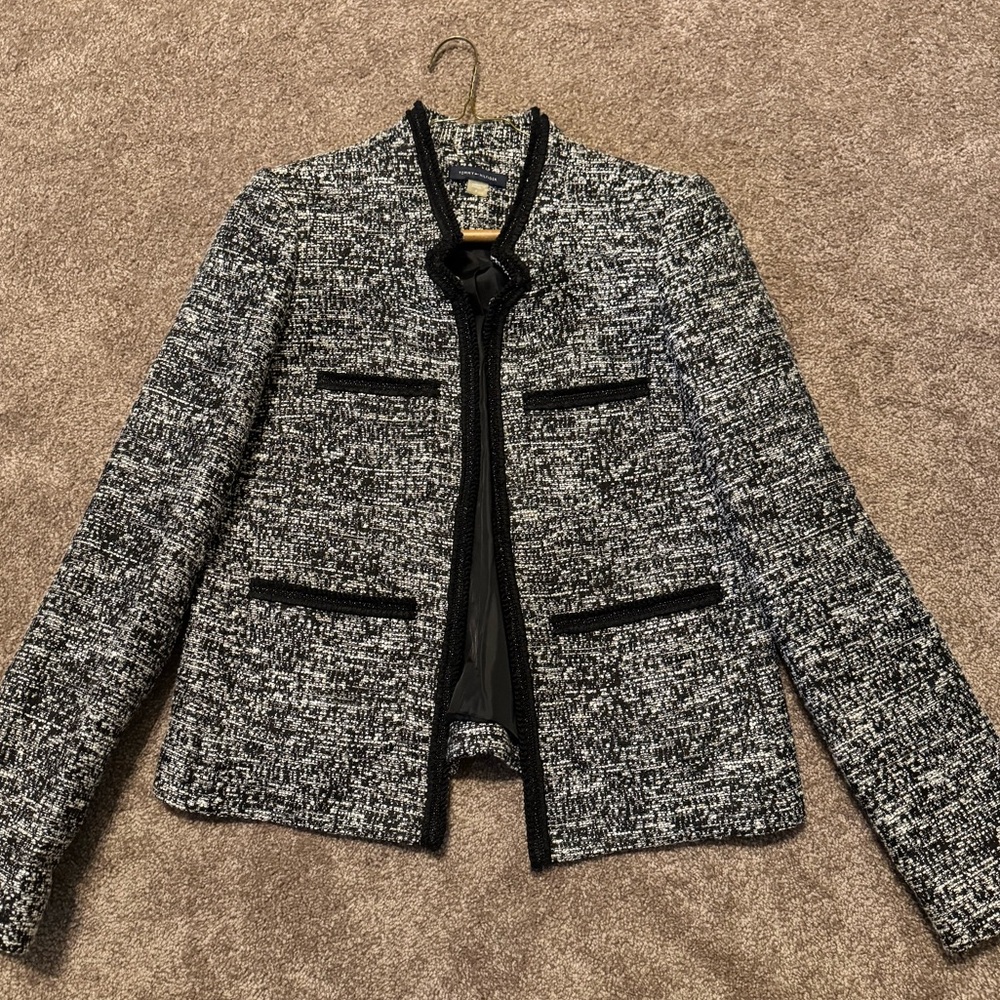 Tommy Hilfiger Women's Black and Gray Tweed Jacket